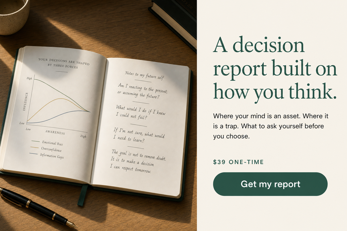 A decision report built on how you think. Turn your cognitive profile into a framework for the decision you’re sitting with.