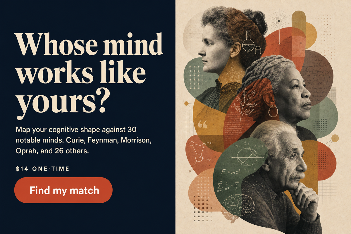 Whose mind works like yours? Map your cognitive shape against 30 notable minds you’ve heard of.